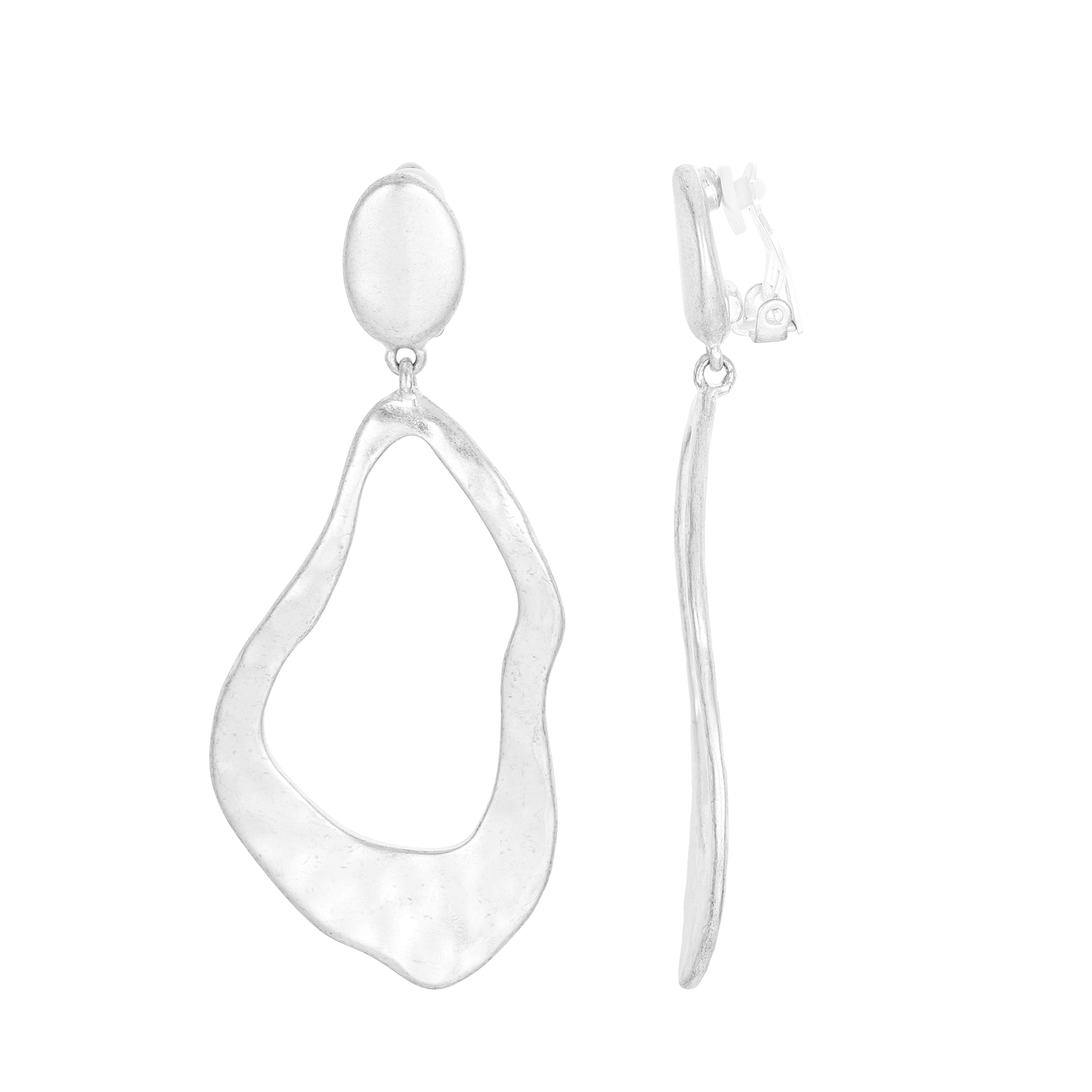 Bella Uno Women's Clip-On Drop Earrings in Recycled Metal