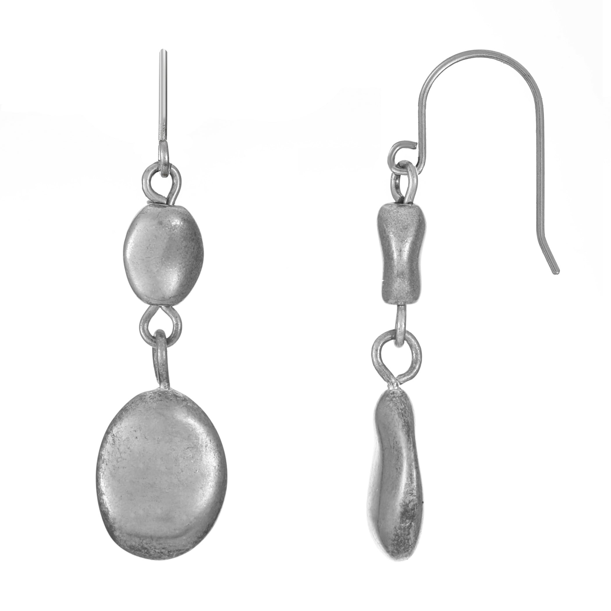 Bella Uno Women's Double Oval Drop Earrings in Recycled Metal