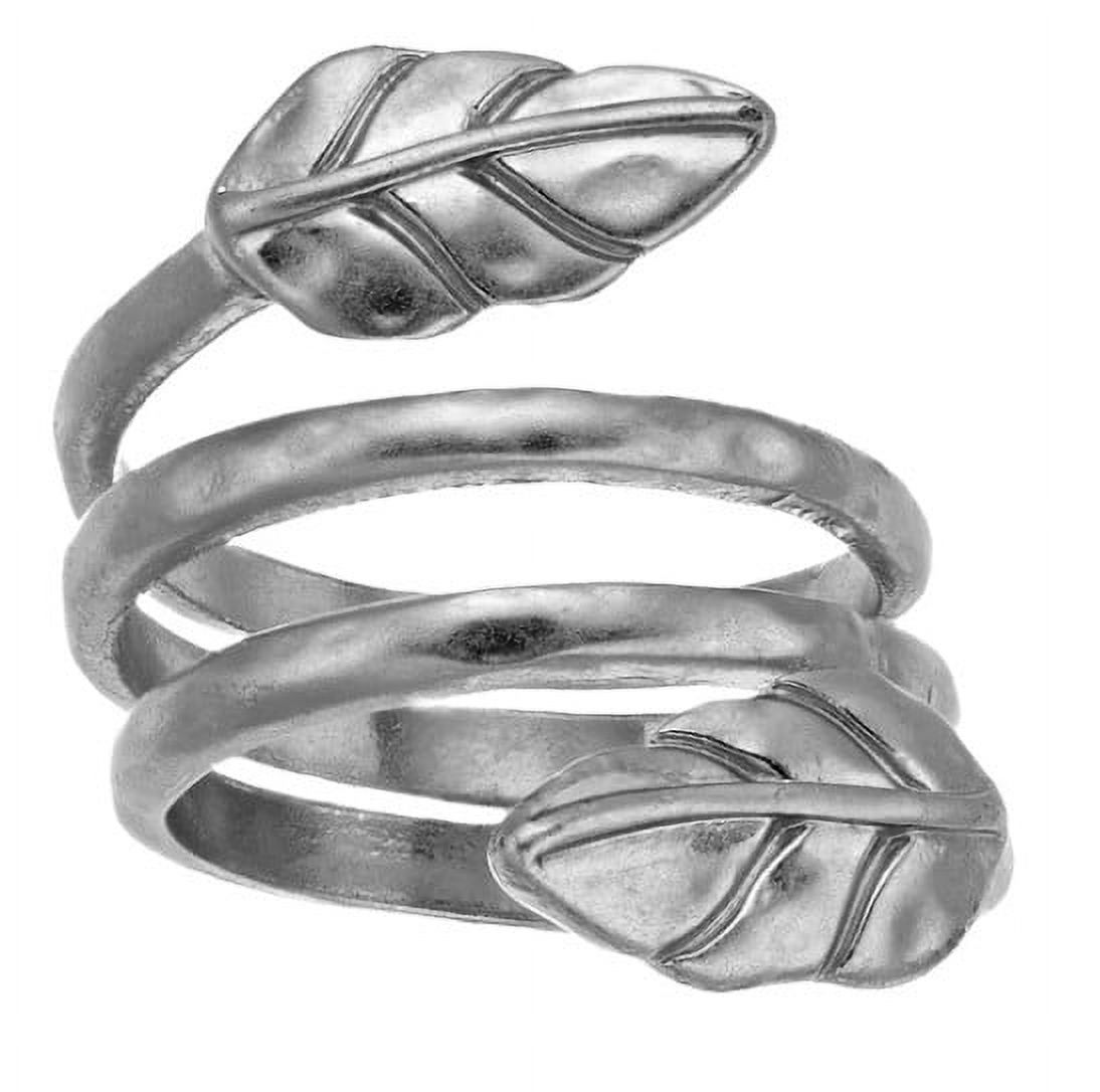 Bella Uno Women's Leaf Bypass Ring in Recycled Metal