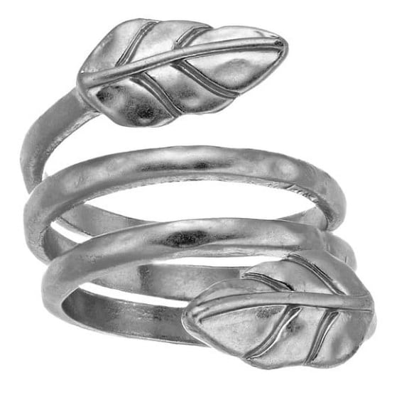 Bella Uno Women's Leaf Bypass Ring in Recycled Metal