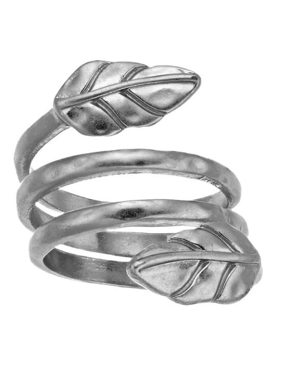 Women's Leaf Bypass Ring in Recycled Metal