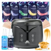 Bella Verde Digital Waxing Kit - Black Warmer with LED Display - 17oz Hard Wax Beans - 20 Wax Sticks