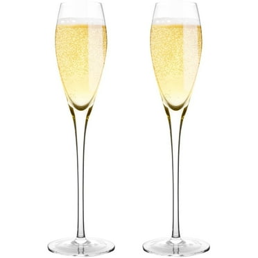 Bella Vino 10.5", 7 Oz, Set of 2 Hand Premium Blown Crystal Champagne Flutes