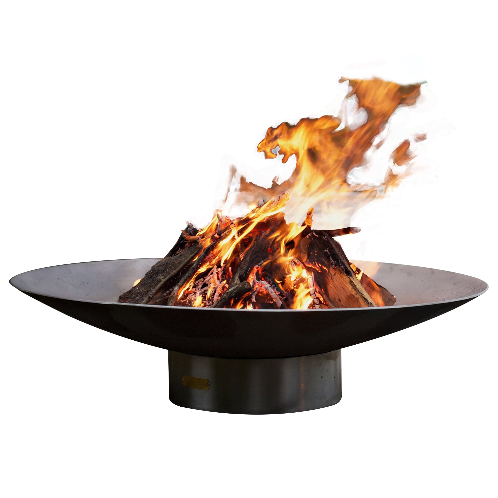 Bella Vita 46 Inch Natural Gas Fire Pit Bowl Outdoor Patio Furniture Steel Firepit Iron Oxide Finish Includes Brass Burner Match Lit 50lbs Lava Rock Flex Line Kit and Plate