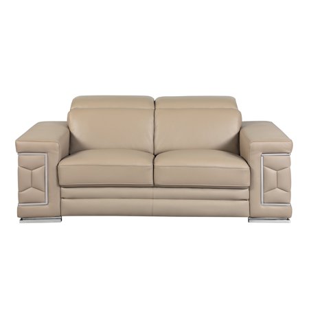 Denzel Top Grain Italian Leather Loveseat - Beige