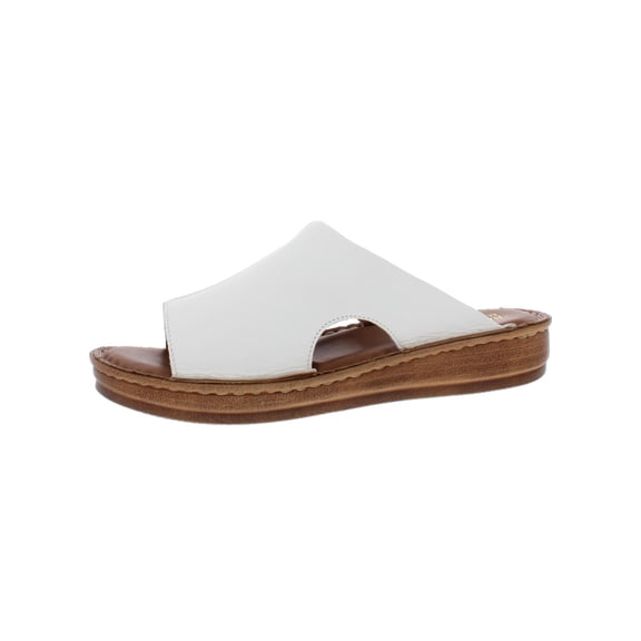 Bella Vita Womens Mae Italy  Leather Mules Slide Sandals White 6.5 Wide (C,D,W)