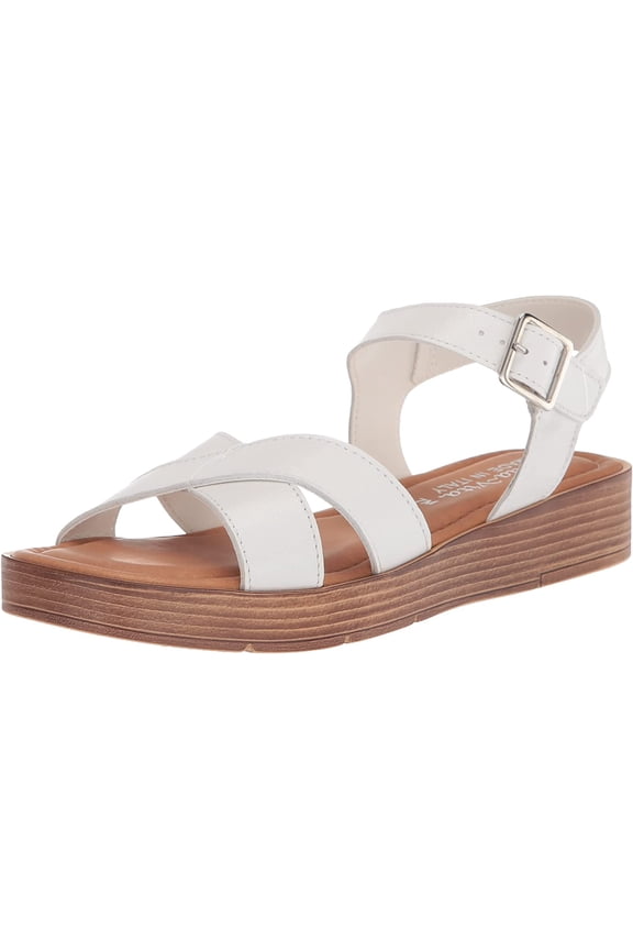 Mens Car-Italy Flat Sandal 9.5 X-Wide White Leather
