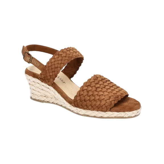Bella Vita Women's Mariella Espadrille Wedge Sandals Cognac Suede Size 8M