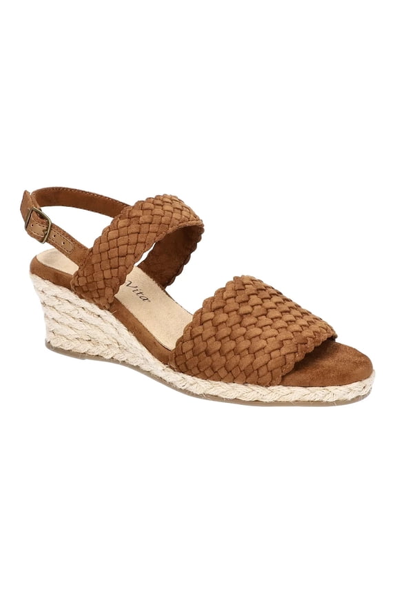 Women's Mariella Espadrille Wedge Sandals Cognac Suede Size 8M