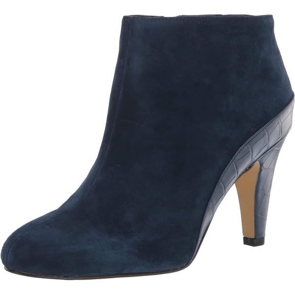 Bella Vita Womens Brennan Bootie Ankle Boot 5.5 Navy Kidsuede Leather/Croco