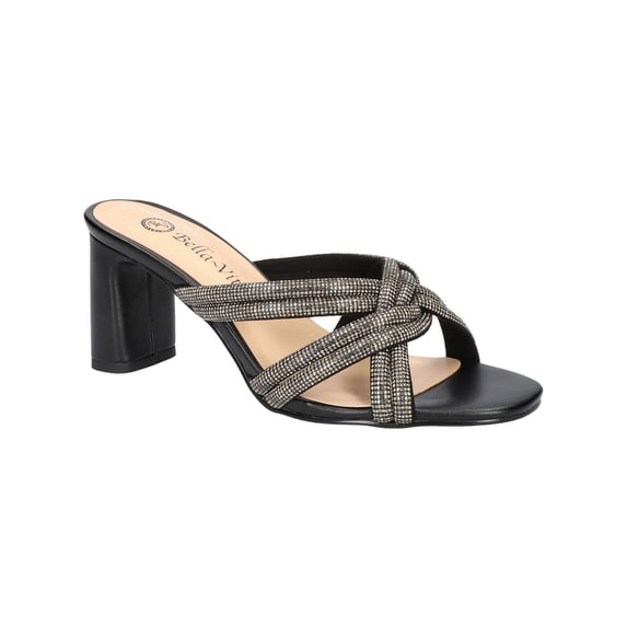 Bella Vita Womens Carmen Faux Leather Rhinestone Heels
