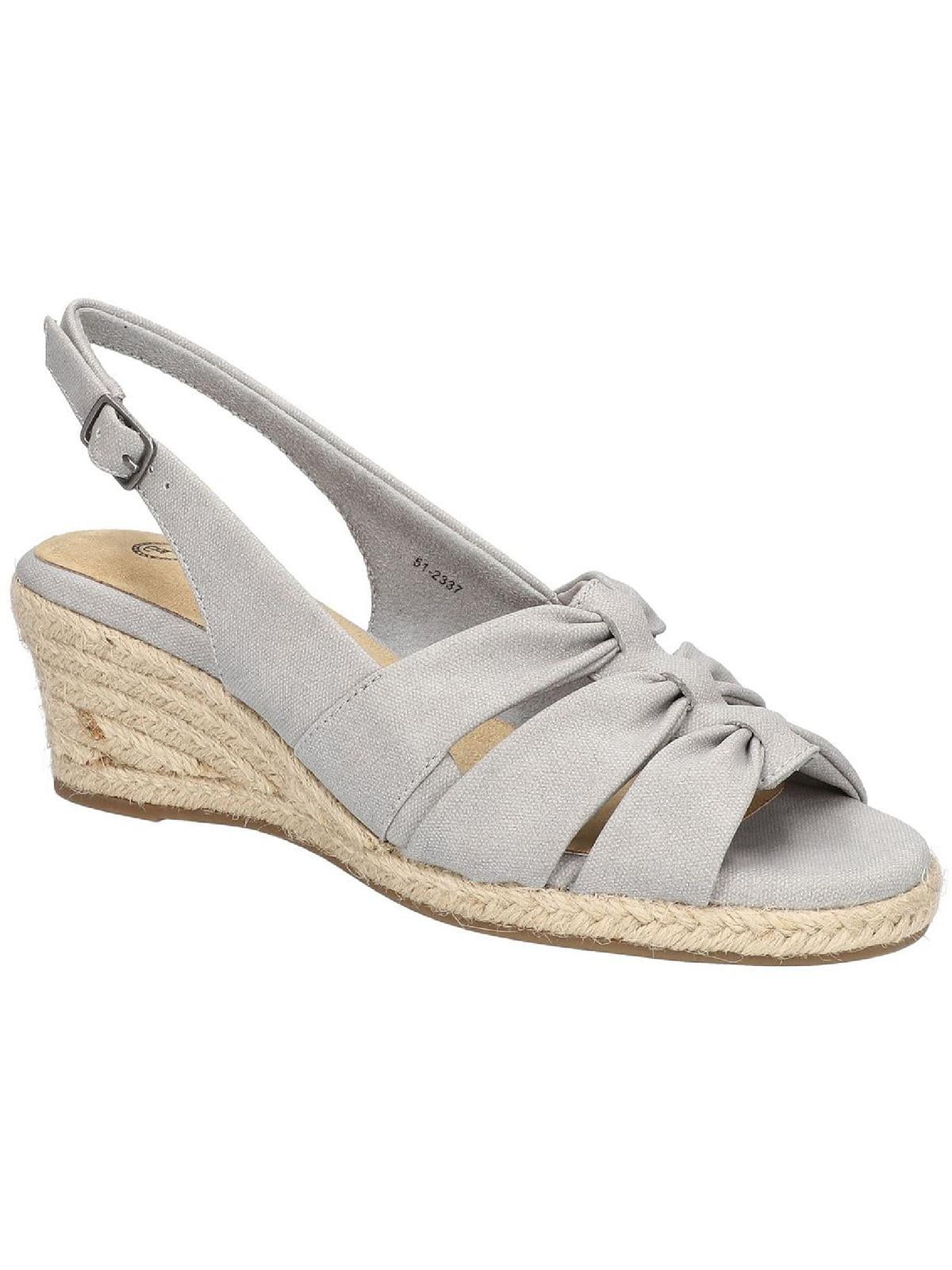 BELLA-VITA Womens Beige Adjustable Cheerful Peep Toe Wedge Buckle Espadrille Shoes M main image 1