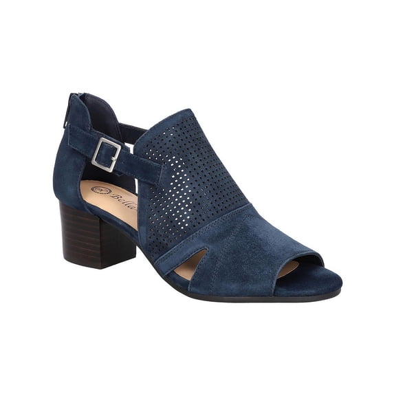 Bella Vita Womens Illiana Leather Perforated Block Heel