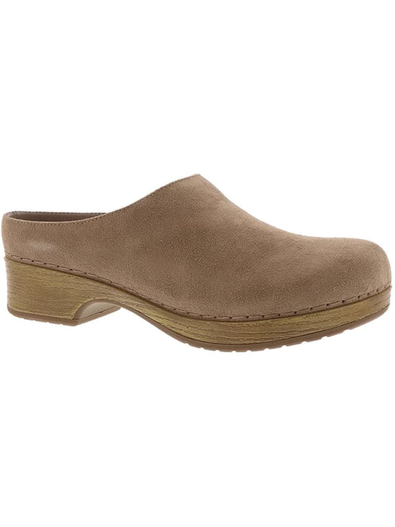 Womens Motto Slip on Clog 6.5 X-Wide Almond Suede Leather