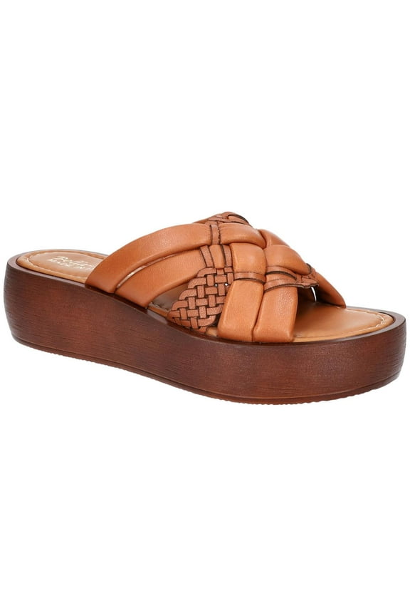 Womens Ned Italy Leather Woven Flatform Sandals