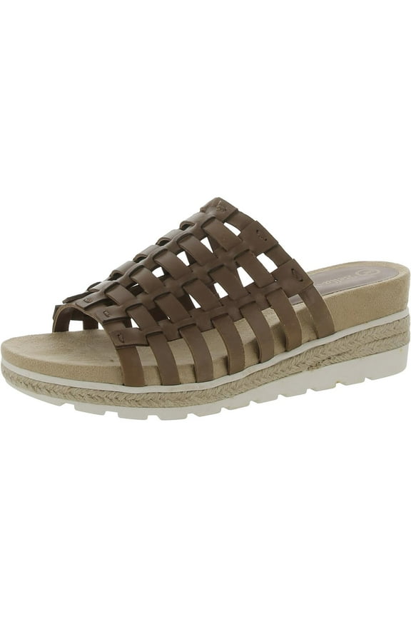 Womens Oaklynn Leather Slip-On Wedge Sandals
