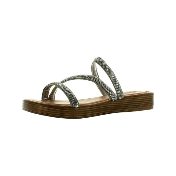 Bella Vita Womens Suede Rhinestone Flatform Sandals