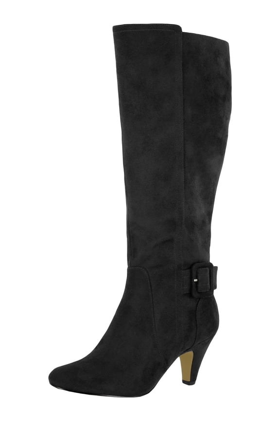 Womens Troy II Faux Suede Almond Toe Cone Heels