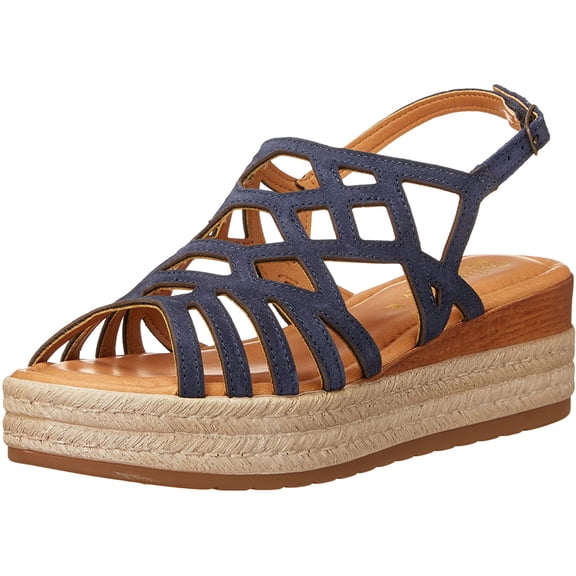 Bella Vita Womens Zip-Italy Platform Sandal Flat 7.5 Navy Suede Leather