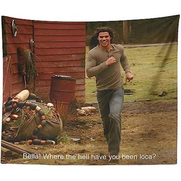 Bella Where the Hell Have You Been Loca, Twilight New Moon Jacob Funny Meme Tapestry & Wall Hanging for Bedroom Living Room Dorm Home Decor