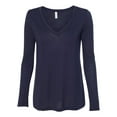 thumbnail image 1 of Bella Women's Side-Seamed Modern Flowy Vneck Long T-Shirt, Small, Midnight, 1 of 5