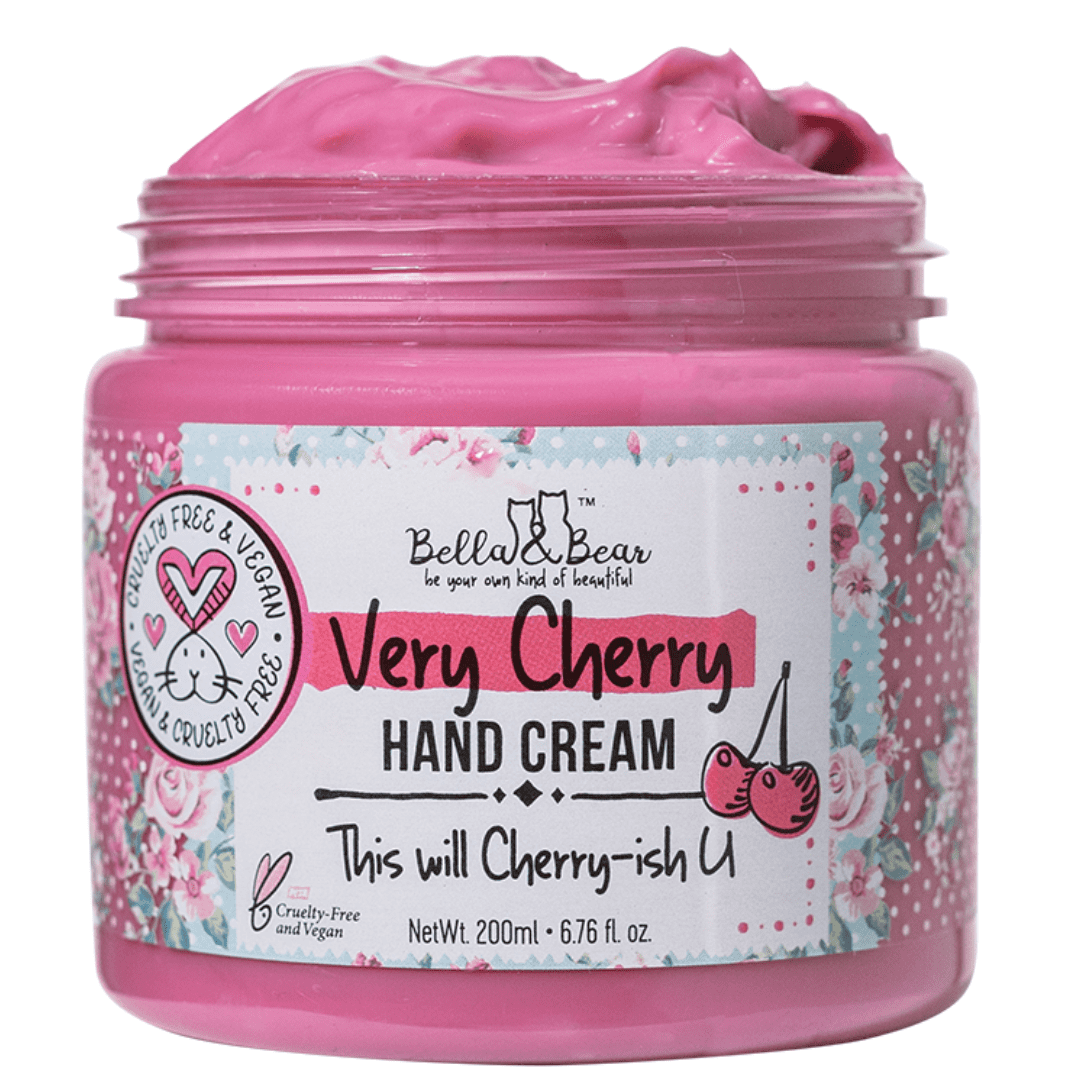 Bella and Bear Very Cherry Hand Cream for Dry Hands 6.7oz Vegan Friendly Hand Moisturizer Non Greasy