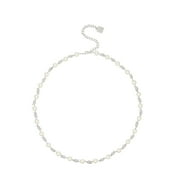 BELLA BY THORNE 6mm Pearl x Barb Adult Necklace,Silver