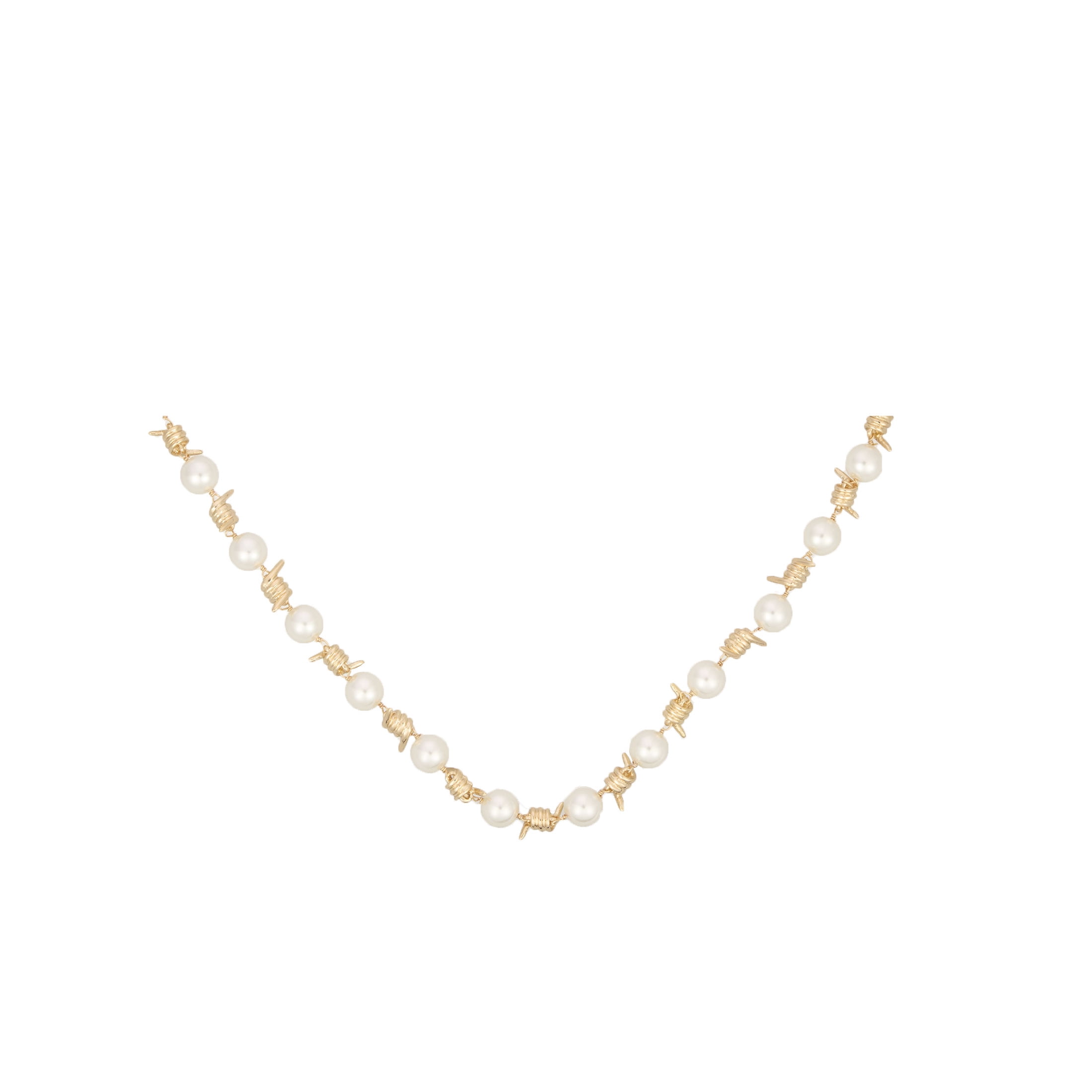 Bella by Thorne 8mm Pearl x Barb Adult Necklace, Gold