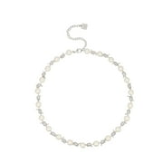 BELLA BY THORNE 8mm Pearl x Barb Adult Necklace,Silver