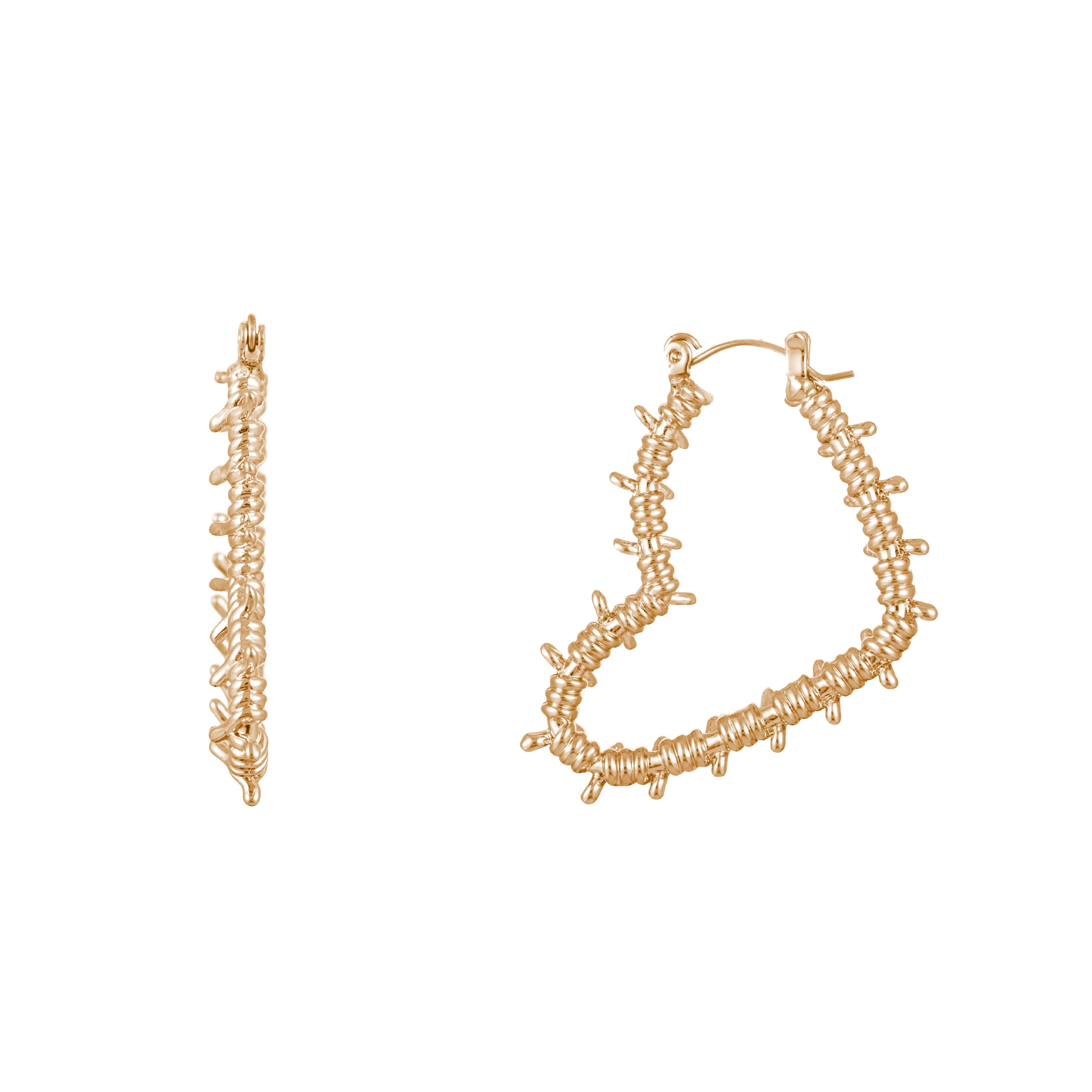 Bella by Thorne Barbed Wire Heart Hoop Adult Earrings, Gold