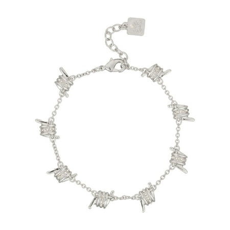 Bella by Thorne Barbed Wire with CZ Detail Adult Bracelet, Silver