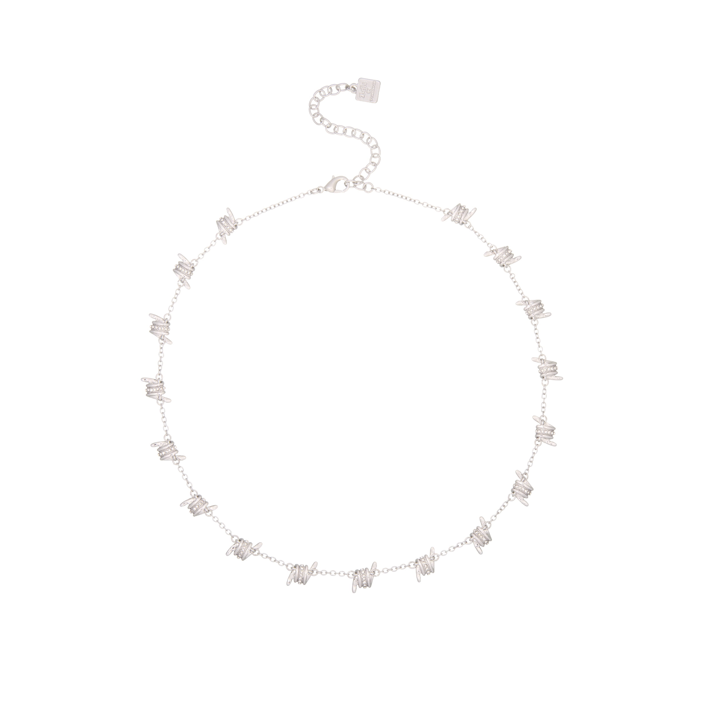 Bella by Thorne Barbed Wire with CZ Detail Single Chain Adult Necklace, Silver