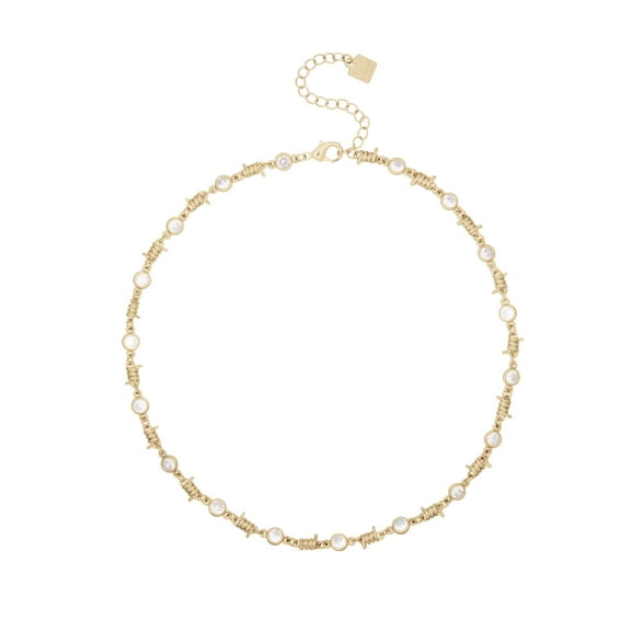 Bella by Thorne CZ Adult Barb Wire Necklace,Gold, (Unisex)