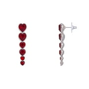 BELLA BY THORNE CZ Adult Heart Drop Earrings,Gold/Ruby, (Unisex)