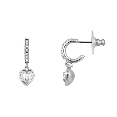 Bella by Thorne CZ Adult Heart Huggies Small,Silver/Clear, (Unisex)