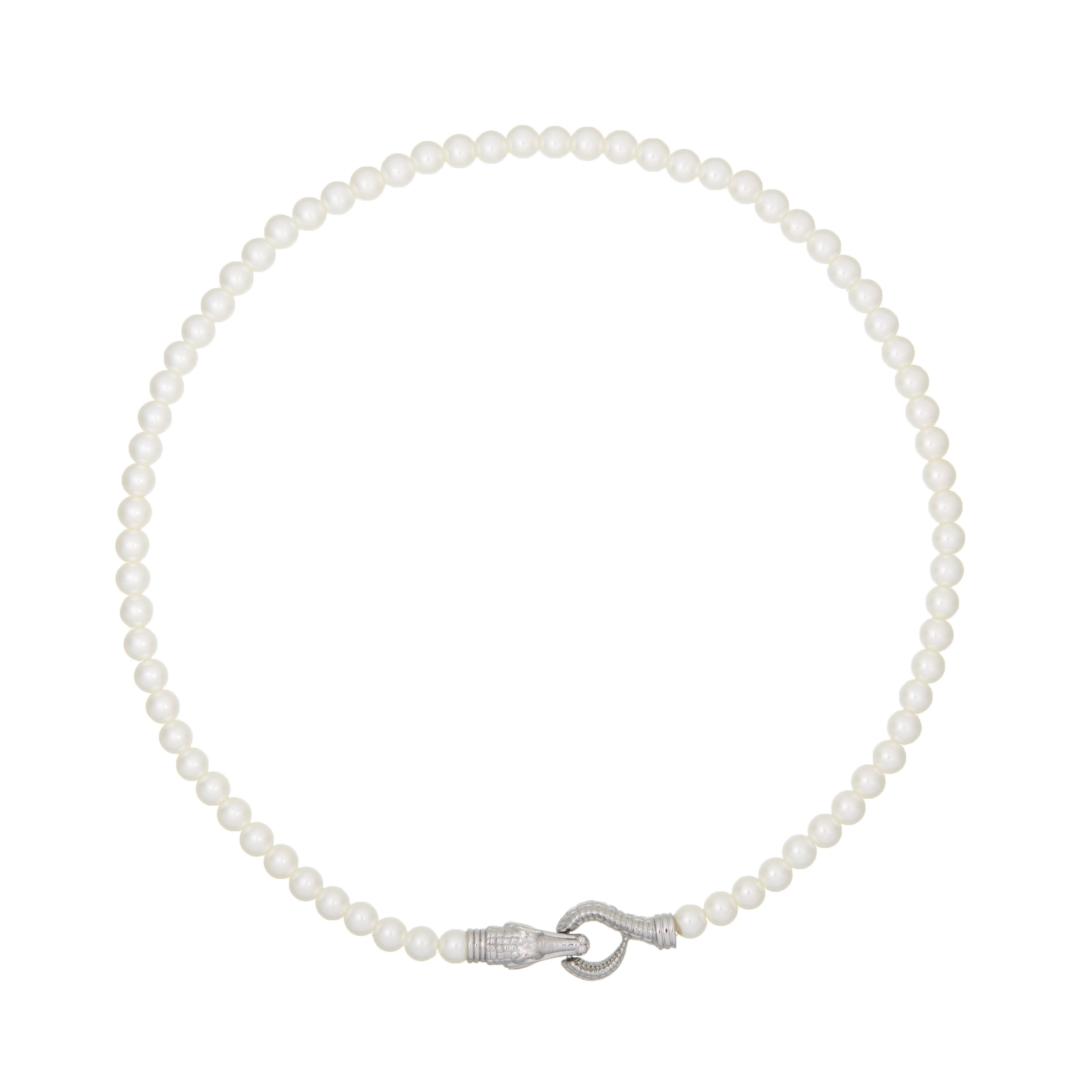 Croc Closure Pearl Adult Necklace,Silver