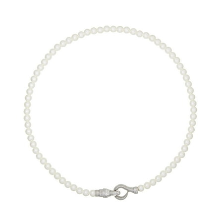Bella by Thorne Croc Closure Pearl Adult Necklace,Silver