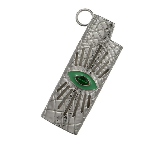 Bella by Thorne Croc Evil Eye Adult Lighter Case,Silver, (Unisex)