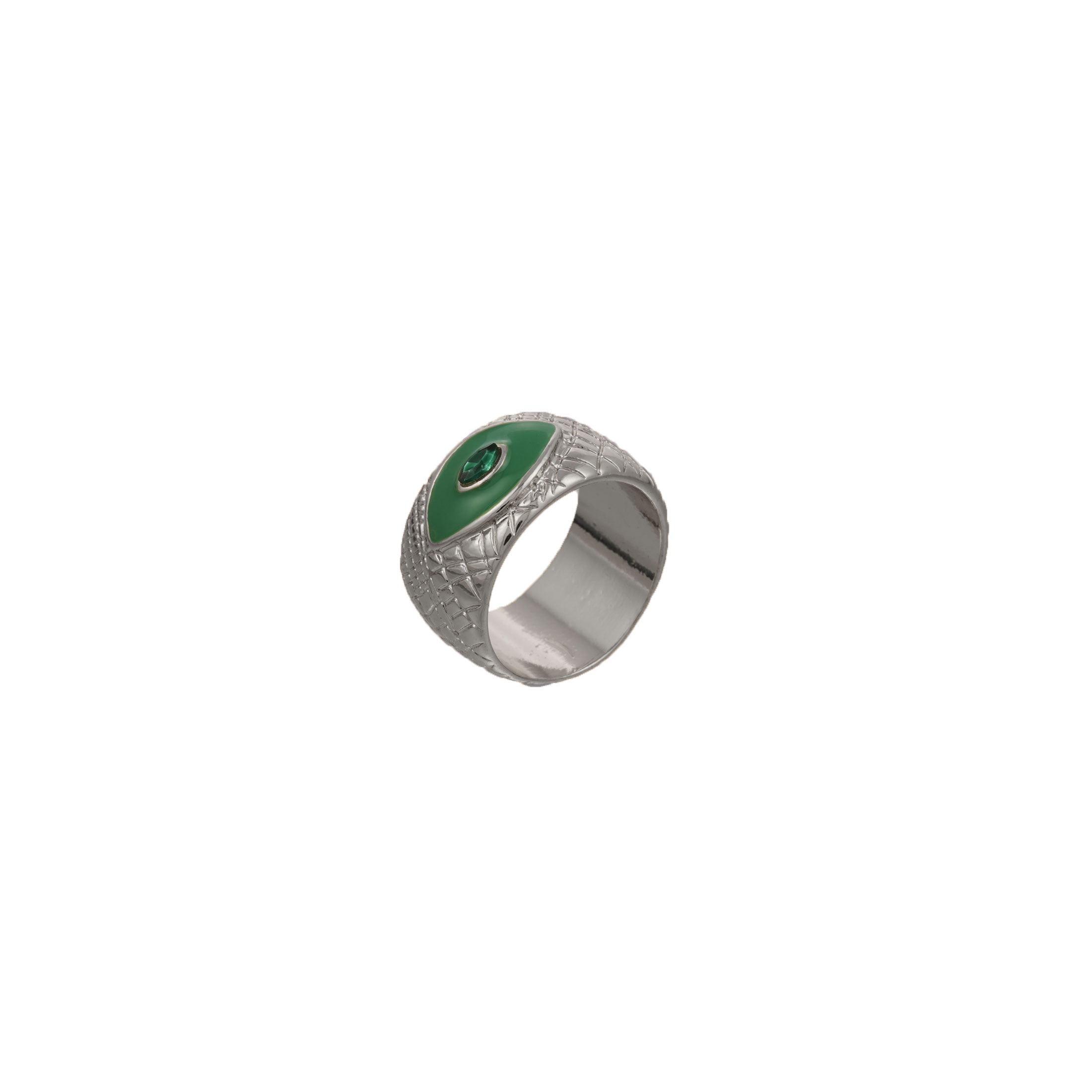 Bella by Thorne Croc Evil Eye Cigar Adult Band Ring, Silver- 9, (Unisex)