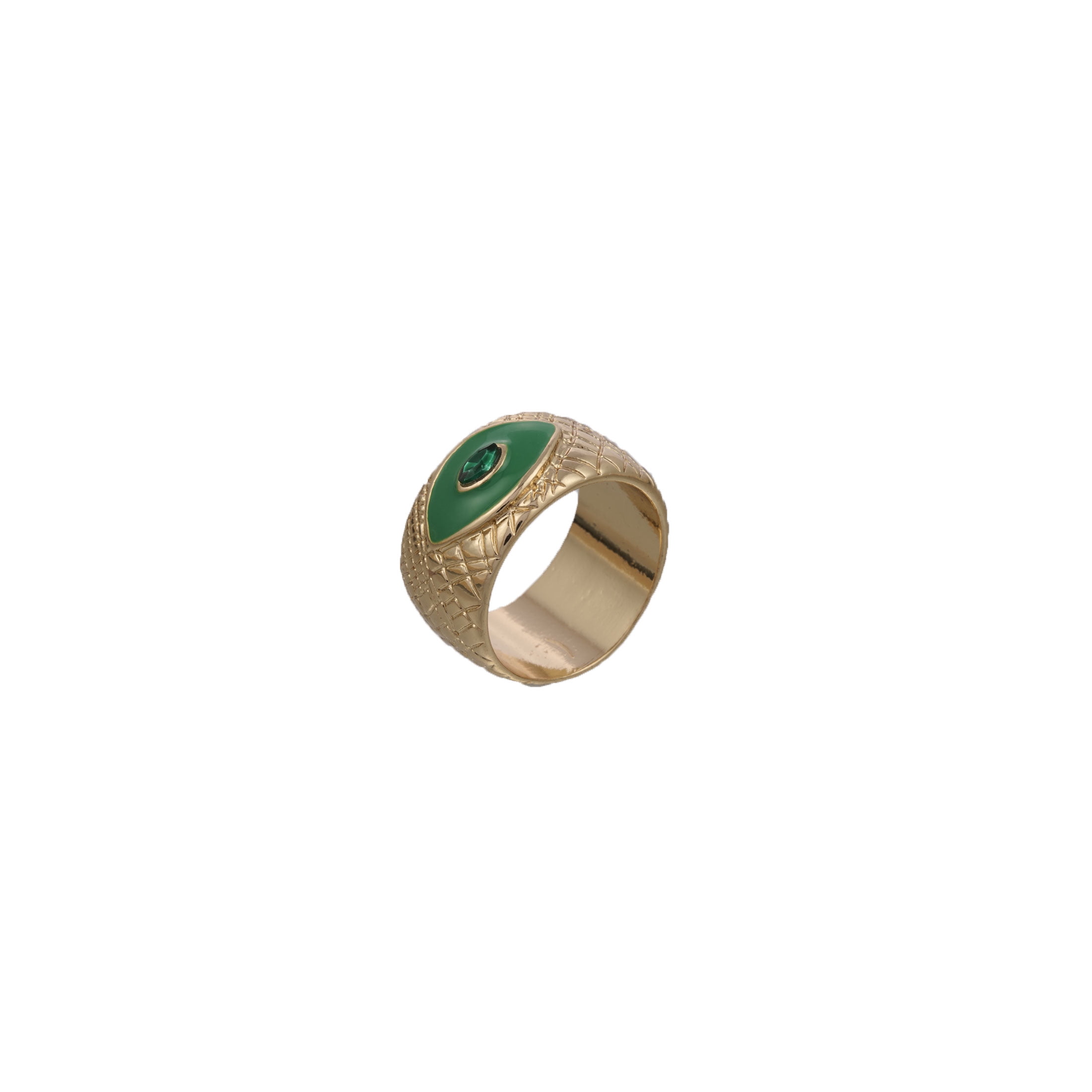 Bella by Thorne Croc Evil Eye Cigar Band Adult Ring, Gold- 7, (Unisex)