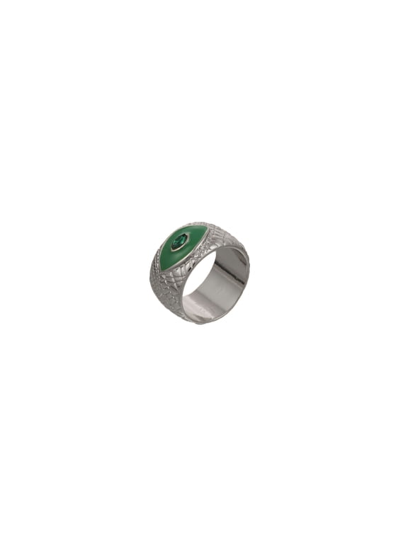 Croc Evil Eye Cigar Band Adult Ring, Silver- 8, (Unisex)