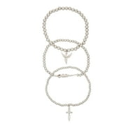 BELLA BY THORNE Dagger x Croc x Cherub Multi Stretch Adult Bracelet Pack, Silver, (Unisex)