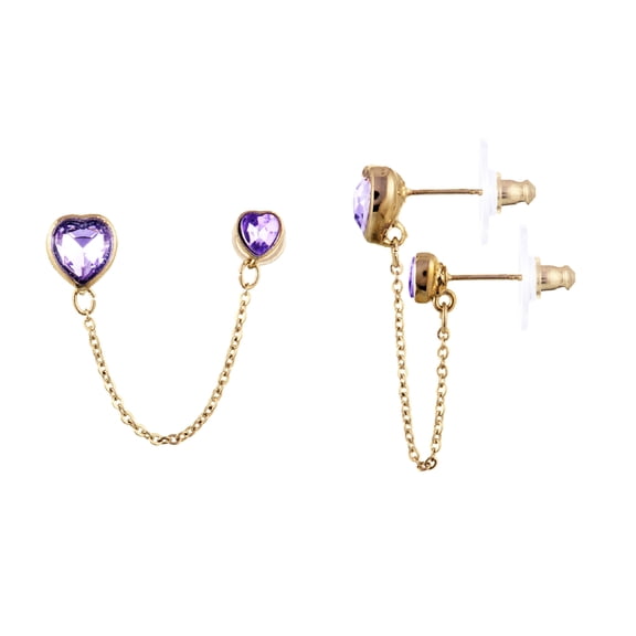 Bella by Thorne Double Stud Adult Earring Pack Gold/Purple