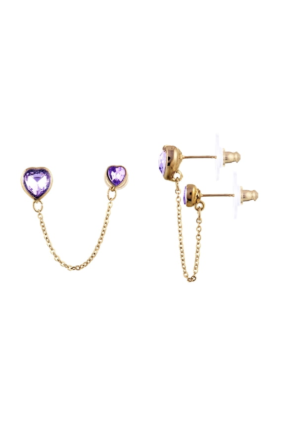 Double Stud Adult Earring Pack Gold/Purple