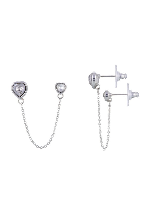Double Stud Adult Earring Pack Silver/Clear