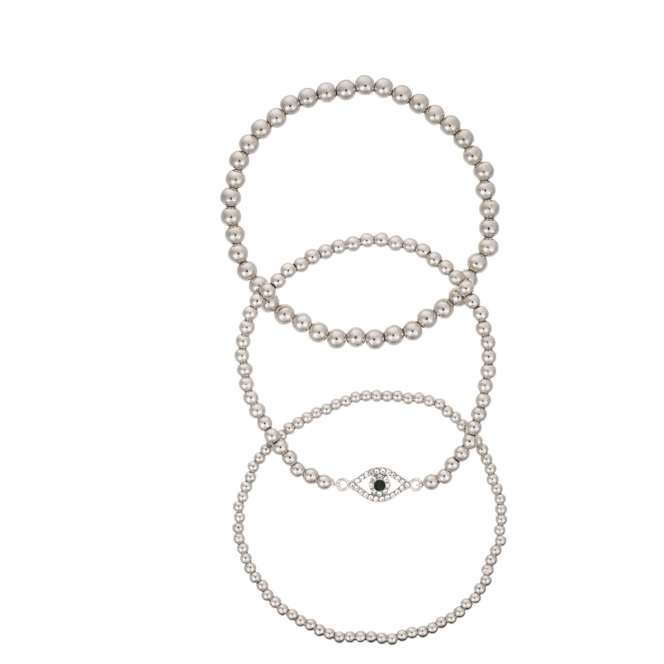 Bella by Thorne Evil Eye Multi Stretch Adult Bracelet Pack, Silver
