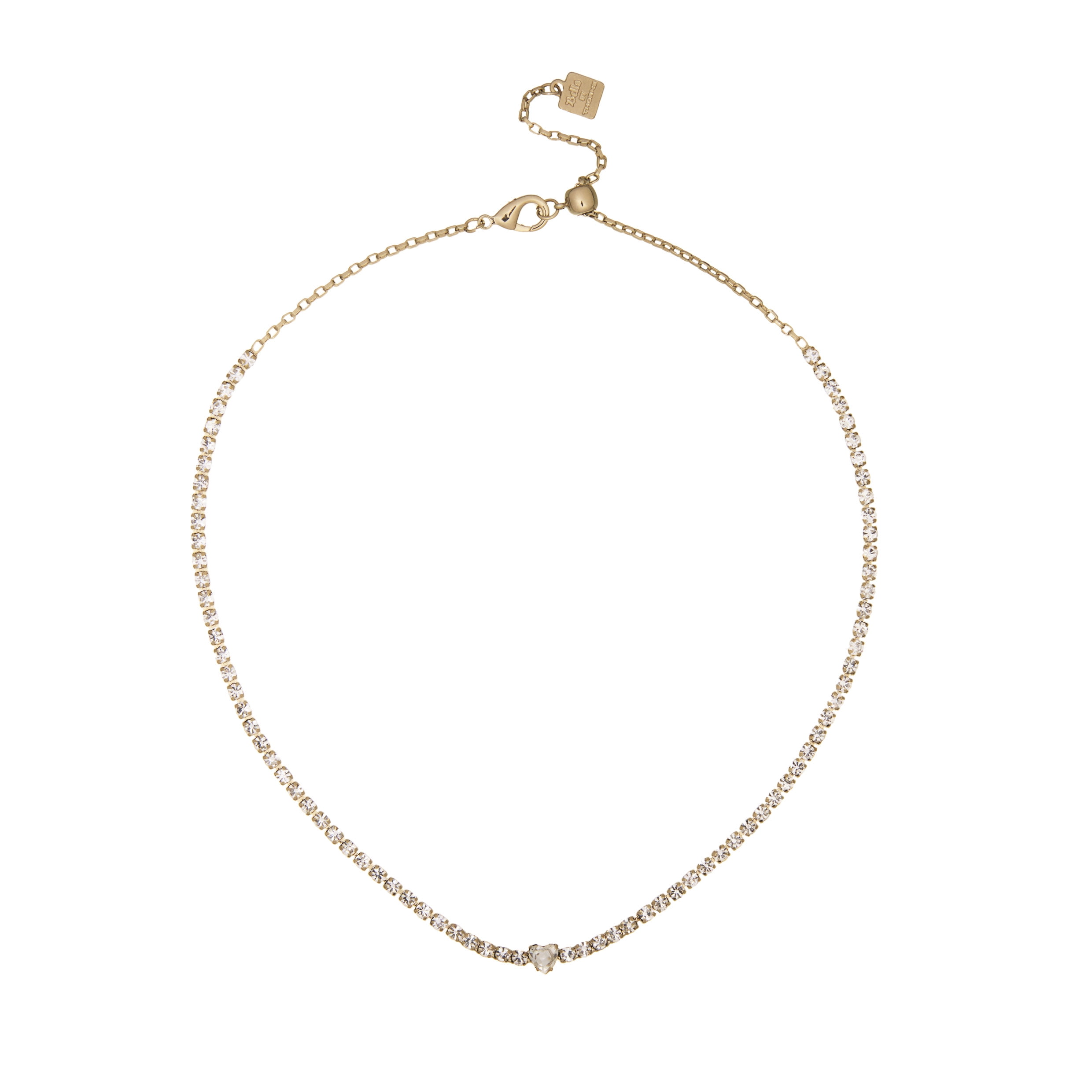 Bella by Thorne Heart CZ Tennis Adult Necklace, Gold/Clear