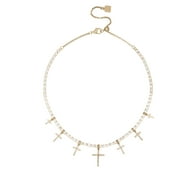 BELLA BY THORNE Multi Cross CZ Statement Adult Necklace, Gold, (Unisex)