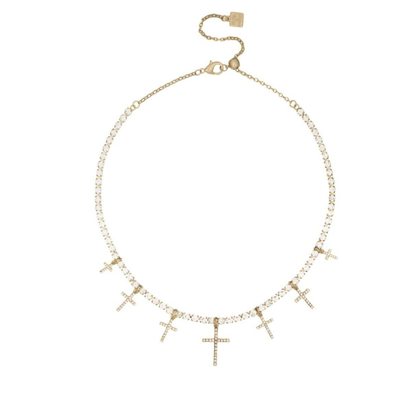 Bella by Thorne Multi Cross CZ Statement Adult Necklace, Gold, (Unisex)