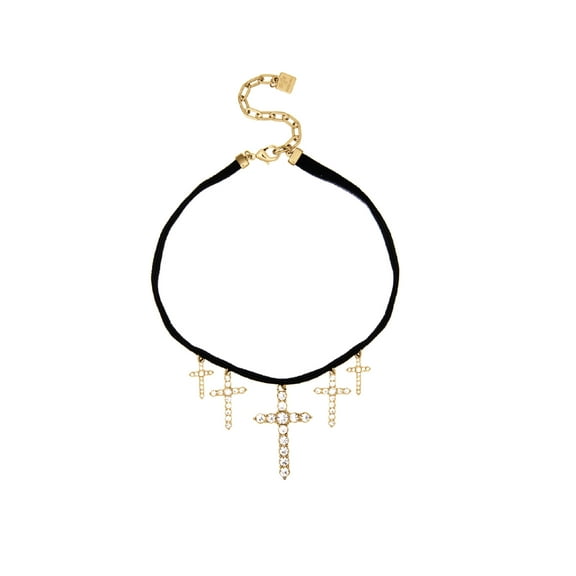 Bella by Thorne Multi Cross Statment Adult Choker Necklace,Gold, (Unisex)